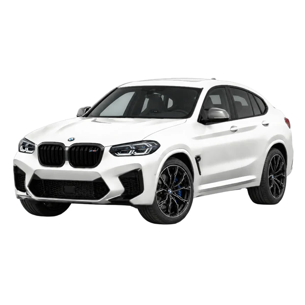 BMW X4 M 2022 branco, vista dianteira em três quartos (voltada para a esquerda)