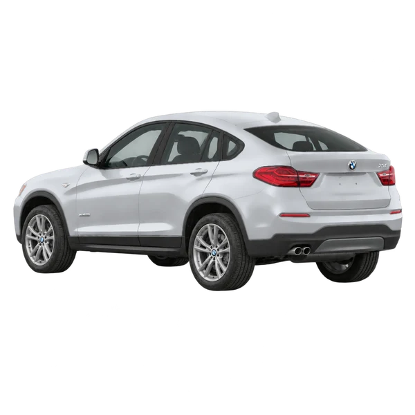 シルバーの2018 BMW X4(リア斜め(左向き)ビュー)