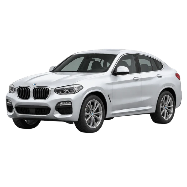 BMW X4 2019 باللون فضي، منظر منظر أمامي بزاوية ثلاثة أرباع (متجه لليسار)