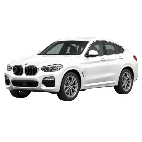 ホワイトの2020 BMW X4（フロントスリークォーター(左向き)ビュー）