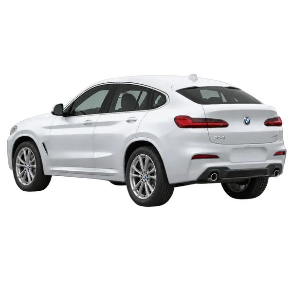 2021 BMW X4 in Silber, Ansicht: Dreiviertelansicht von hinten (nach links gerichtet)