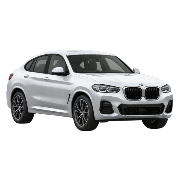 BMW X4 2026 prata, vista dianteira em três quartos (voltada para a esquerda)