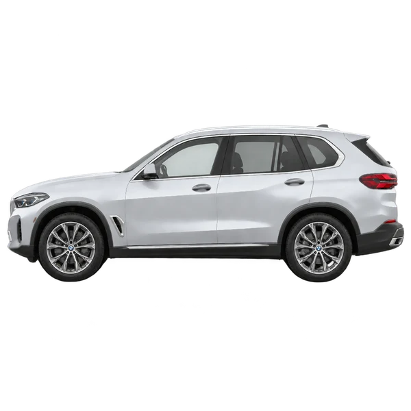 BMW X5 40 xDrive 2027 باللون فضي، منظر جانبي (متجه إلى اليسار)