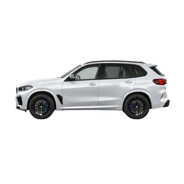 BMW X5 M Competition 2025 argent, vue côté (vers la gauche)