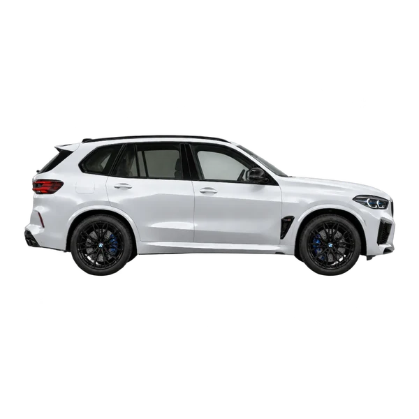 BMW X5 M Competition 2025 argent, vue profil (tourné vers la droite)