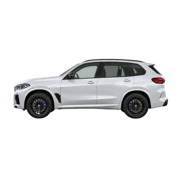 BMW X5 M Competition 2026 argent, vue côté (vers la gauche)