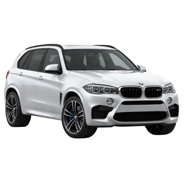 BMW X5 M 2017 prata, vista dianteira em três quartos (voltada para a esquerda)