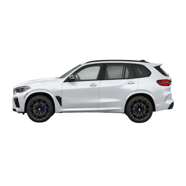 BMW X5 M 2022 prata, vista lateral (voltada para a esquerda)