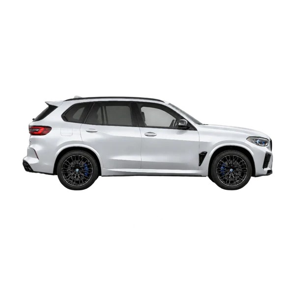 BMW X5 M 2022 prata, vista lateral (voltada para a direita)