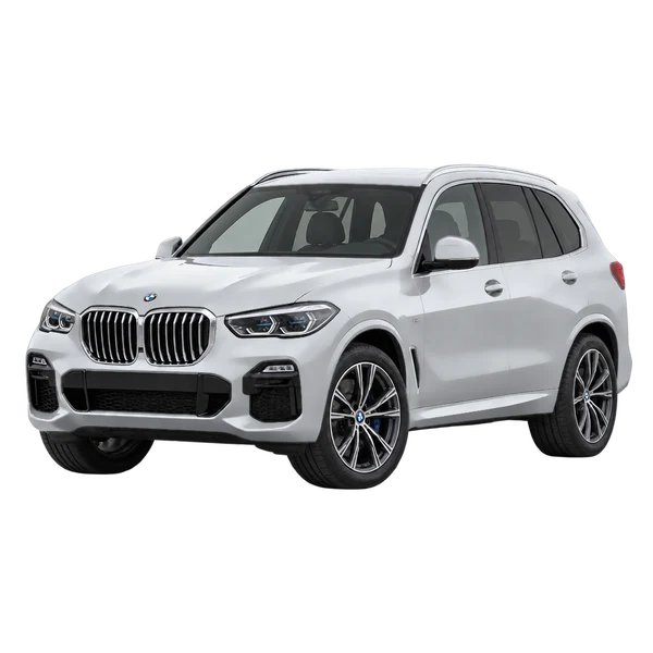silver 2019 BMW X5 front three-quarter (facing left) view