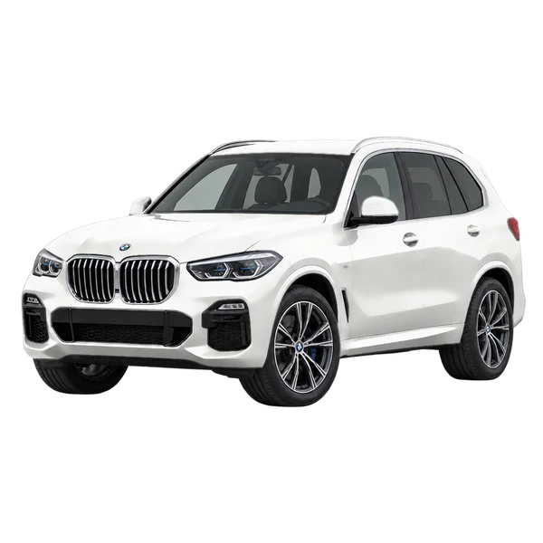 BMW X5 2019 branco, vista dianteira em três quartos (voltada para a esquerda)