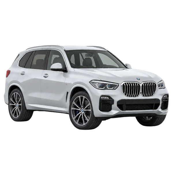 2021 BMW X5 in Silber, Ansicht: Dreiviertelansicht vorne (nach rechts)