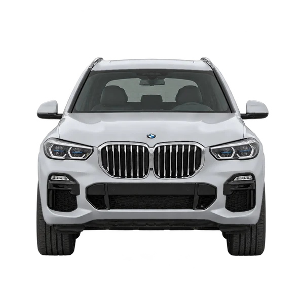 BMW X5 2023 باللون فضي، منظر أمامي