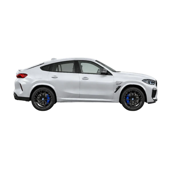 BMW X6 M Competition 2026 argent, vue profil (tourné vers la droite)