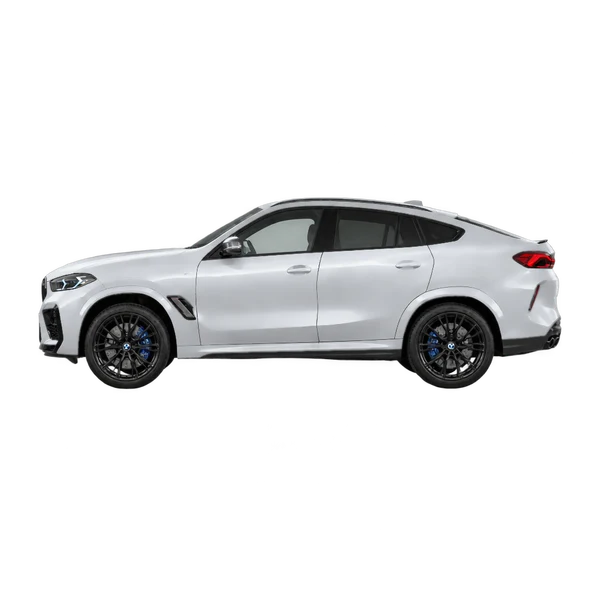 BMW X6 M Competition 2027 argent, vue côté (vers la gauche)