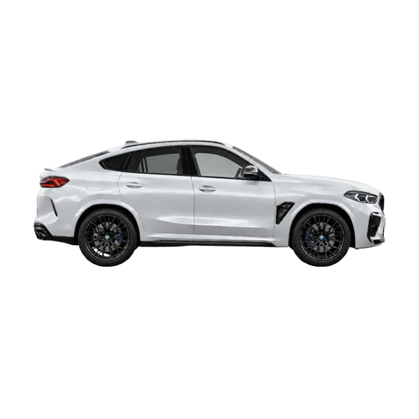 BMW X6 M Competition 2027 argent, vue profil (tourné vers la droite)