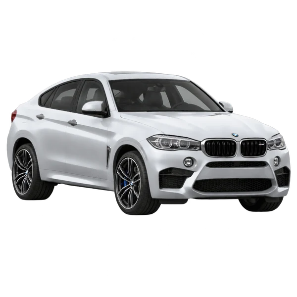 BMW X6 M 2017 prata, vista dianteira em três quartos (voltada para a esquerda)