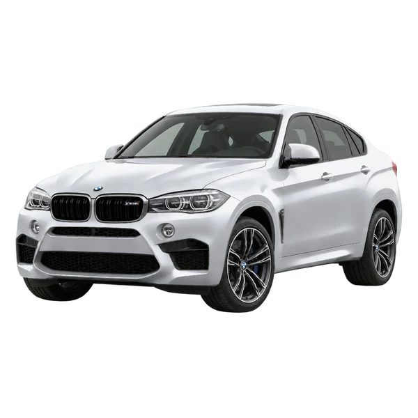 BMW X6 M 2018 prata, vista dianteira em três quartos (voltada para a esquerda)