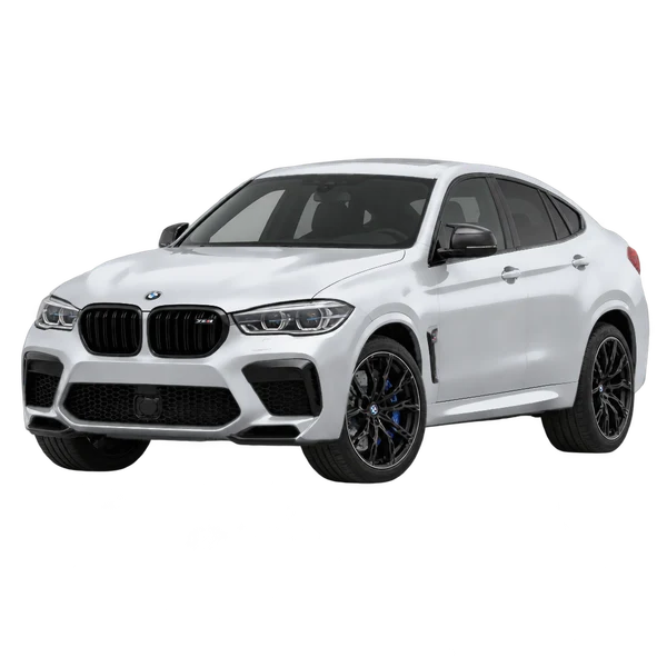 BMW X6 M 2019 prata, vista dianteira em três quartos (voltada para a esquerda)