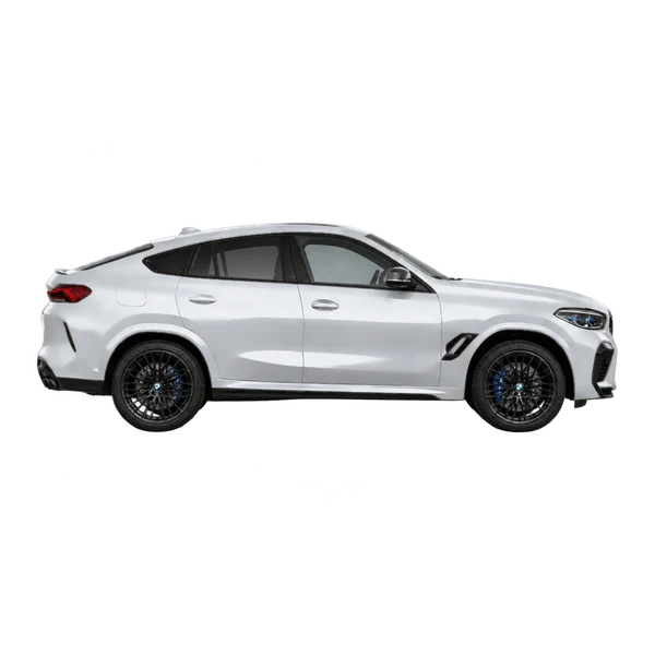 BMW X6 M 2023 prata, vista lateral (voltada para a direita)