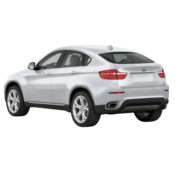 シルバーの2012 BMW X6（リア斜め（左向き）ビュー）
