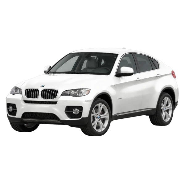 BMW X6 2013 باللون أبيض، منظر منظر أمامي بزاوية ثلاثة أرباع (متجه لليسار)