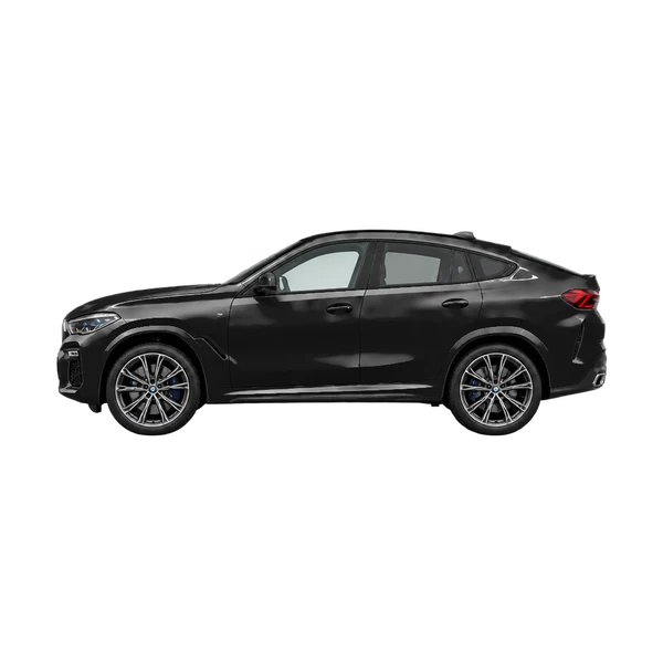 BMW X6 2020 noir, vue côté (vers la gauche)