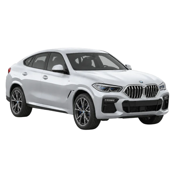 2022 BMW X6 in Silber, Ansicht: Dreiviertelansicht vorne (nach links gerichtet)