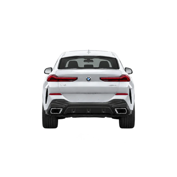 BMW X6 2024 باللون فضي، منظر من الخلف