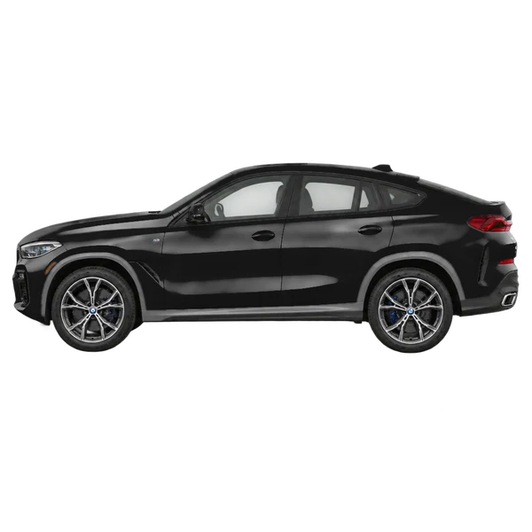BMW X6 2026 باللون أسود، منظر جانبي (متجه إلى اليسار)