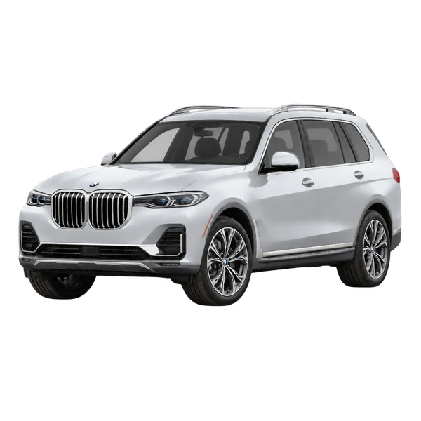 シルバーの2020 BMW X7(フロントスリークォーター(左向き)ビュー)
