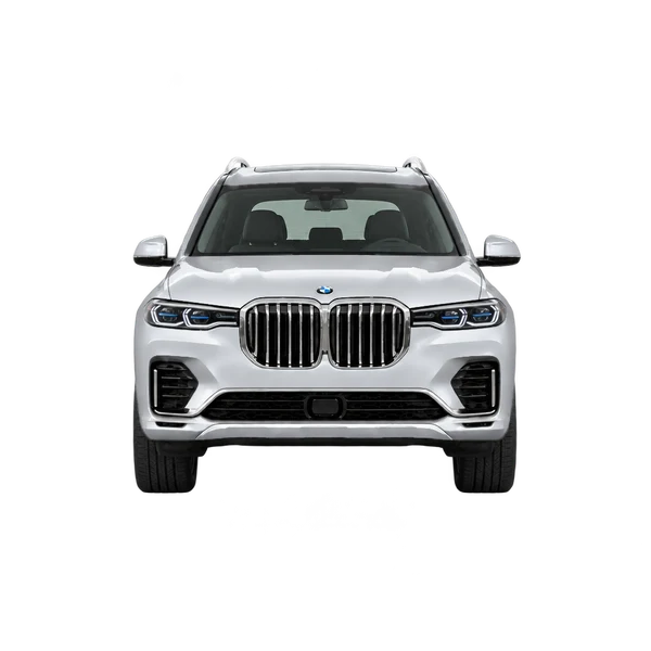 BMW X7 2022 باللون فضي، منظر أمامي