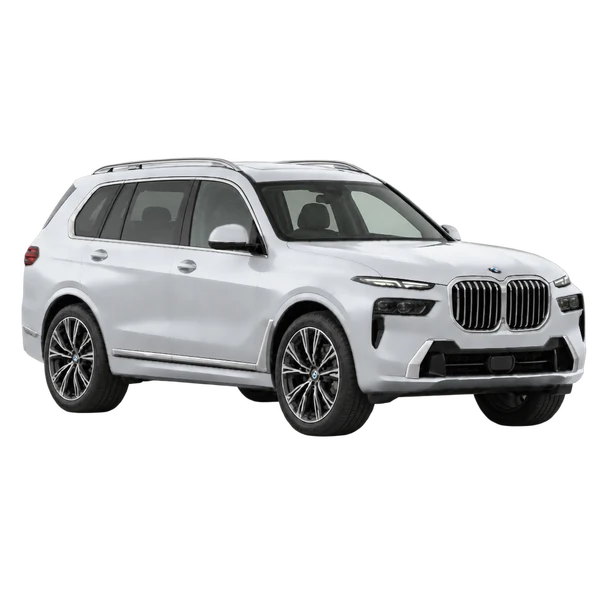 シルバーの2023 BMW X7（フロントスリークォーター（右向き）ビュー）