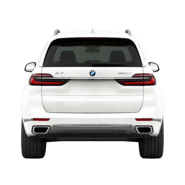 2023 BMW X7 in weiß, Ansicht: Heck