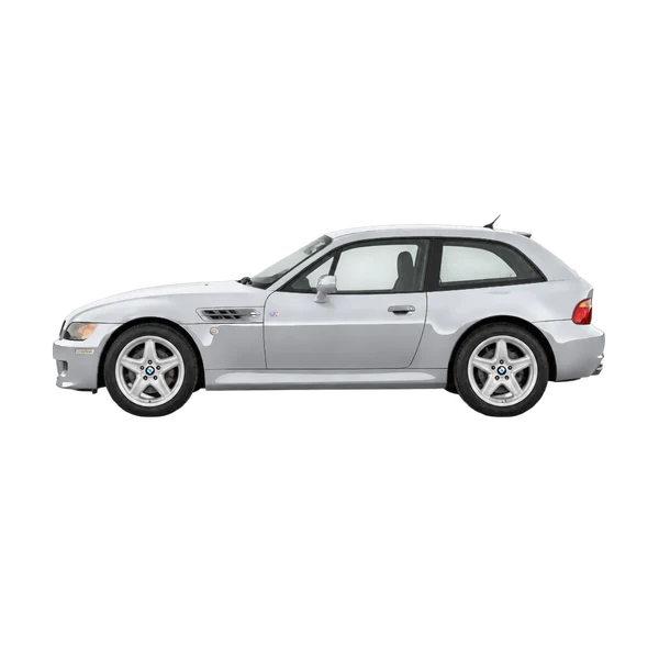 BMW Z3 Coupe 2002 باللون فضي، منظر جانبي (متجه إلى اليسار)