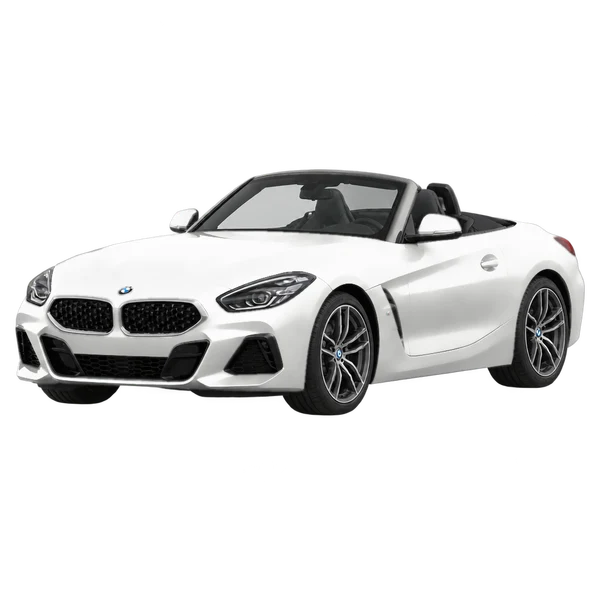 BMW Z4 2021 باللون أبيض، منظر منظر أمامي بزاوية ثلاثة أرباع (متجه لليسار)