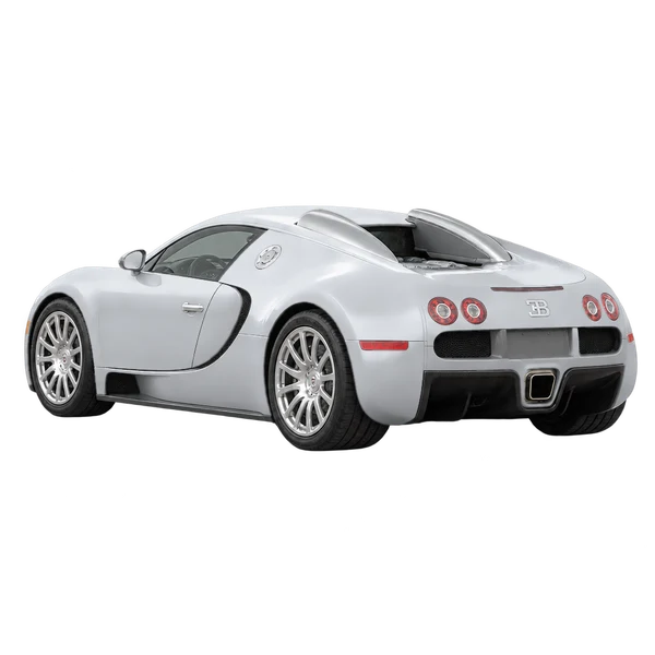 2005 Bugatti Veyron in Silber, Ansicht: Dreiviertelansicht von hinten (nach links gerichtet)