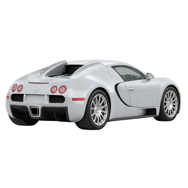 2005 Bugatti Veyron in Silber, Ansicht: Dreiviertelansicht hinten (nach rechts gewandt)