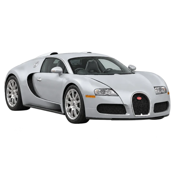 2010 Bugatti Veyron in Silber, Ansicht: Dreiviertelansicht vorne (nach rechts)