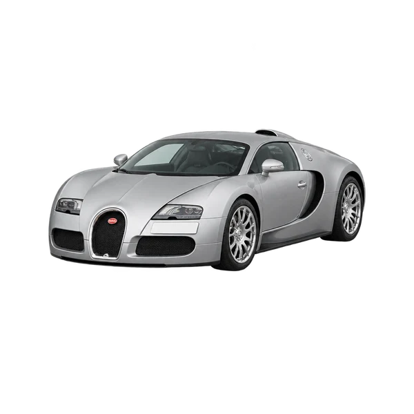 2016 Bugatti Veyron in Silber, Ansicht: Dreiviertelansicht vorne (nach links gerichtet)