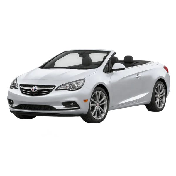 Buick Cascada 2017 باللون فضي، منظر منظر أمامي بزاوية ثلاثة أرباع (متجه لليسار)