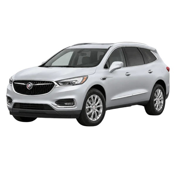 シルバーの2018 Buick Enclave(フロントスリークォーター(左向き)ビュー)