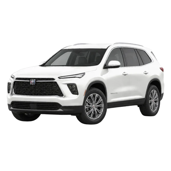 Buick Enclave 2026 باللون أبيض، منظر منظر أمامي بزاوية ثلاثة أرباع (متجه لليسار)