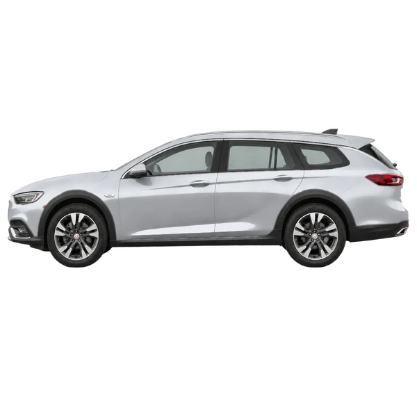 Buick Regal TourX 2018 باللون فضي، منظر جانبي (متجه إلى اليسار)