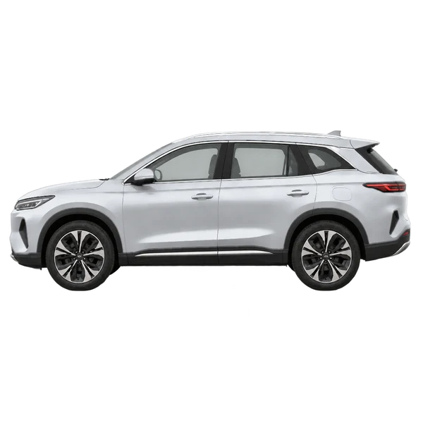 BYD 8Y 2027 argent, vue côté (vers la gauche)