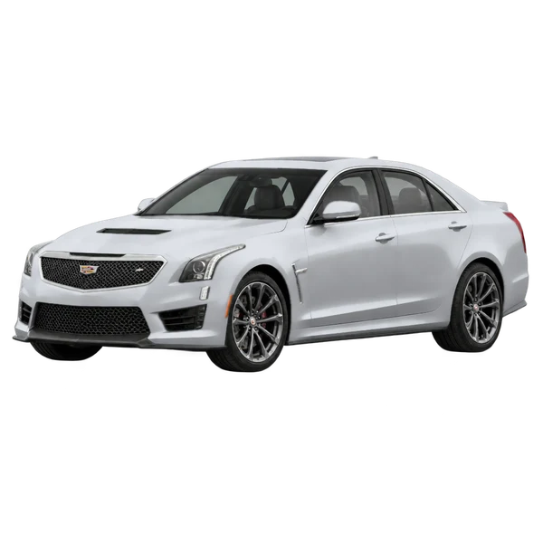 Cadillac ATS-V 2017 باللون فضي، منظر منظر أمامي بزاوية ثلاثة أرباع (متجه لليسار)