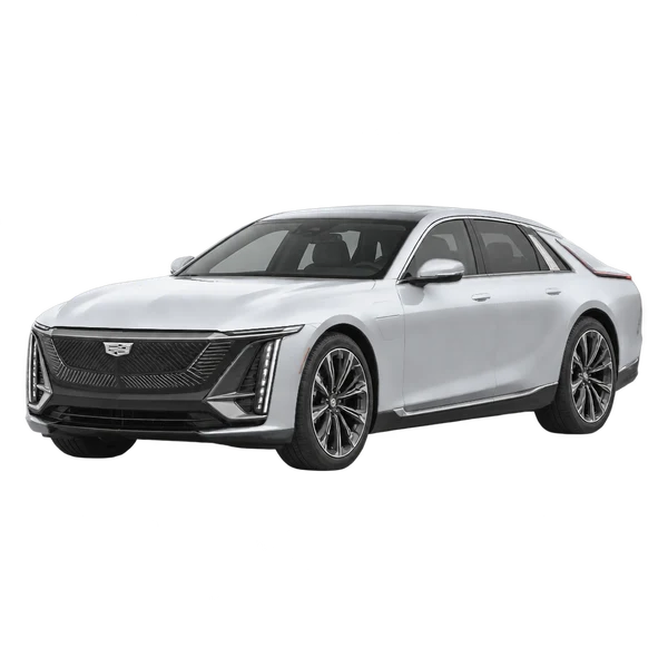 Cadillac Celestiq 2027 en plateado, vista frontal tres cuartos (hacia la izquierda)