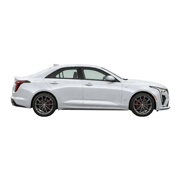 シルバーの2026 Cadillac CT4 V(側面(右向き)ビュー)