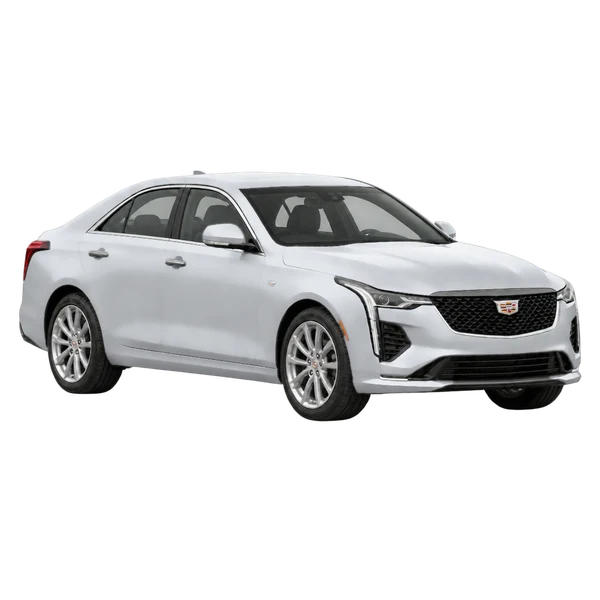 Cadillac CT4 2020 باللون فضي، منظر زاوية ثلاثة أرباع أمامية (باتجاه اليمين)