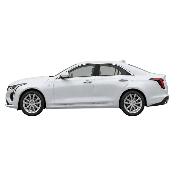 Cadillac CT4 2027 argent, vue côté (vers la gauche)